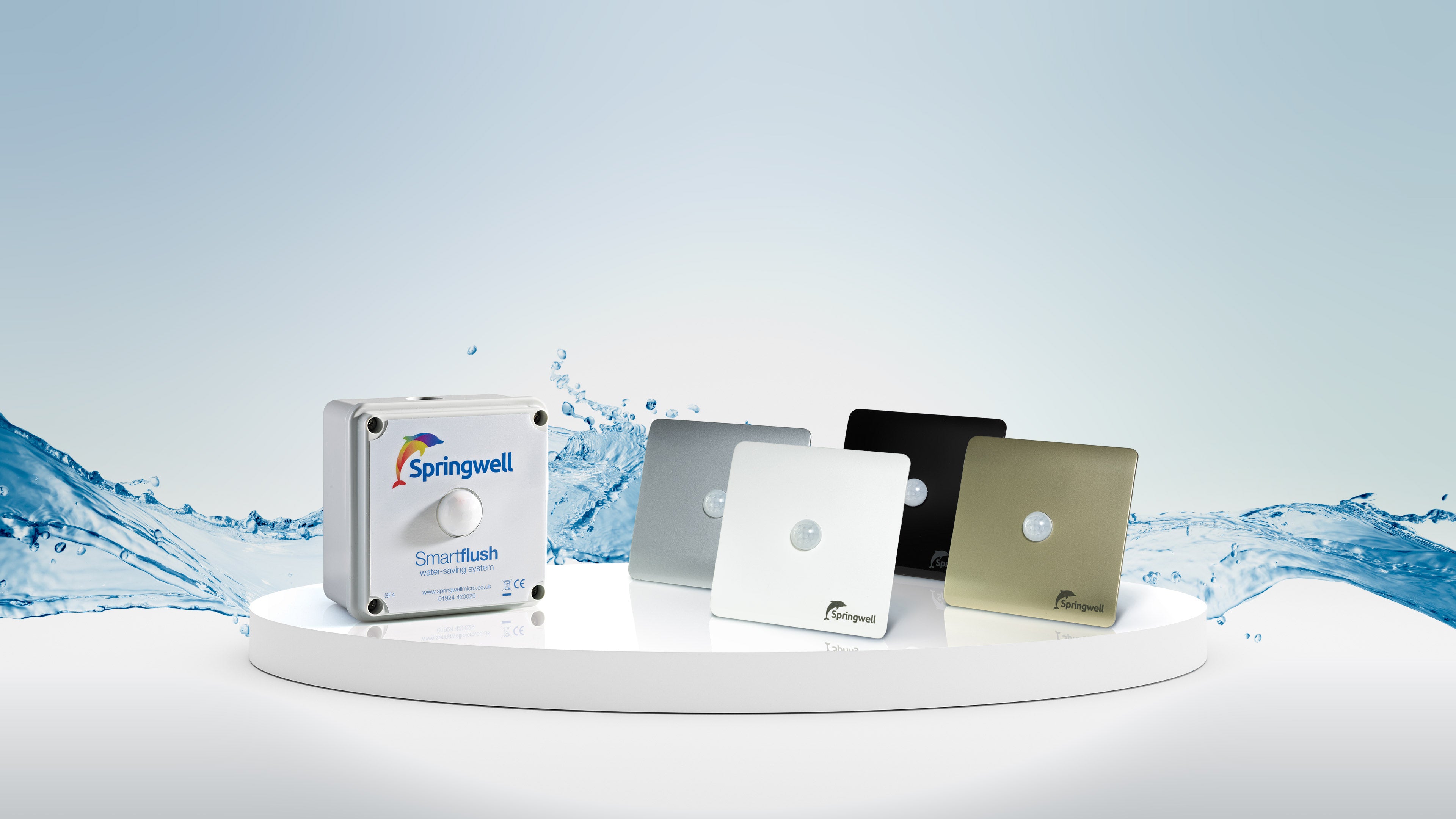 Springwell Smartflush SF4 Urinal Flush Control with the new SF5 in different colours