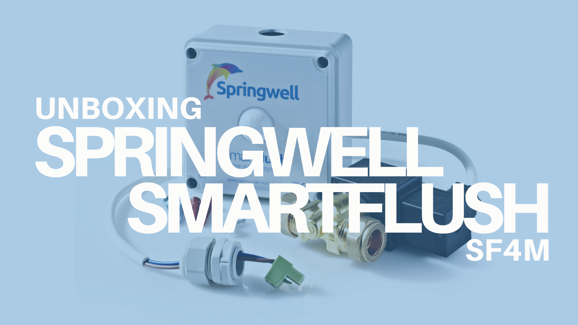 Springwell SmartFlush SF4M unboxing on a light blue background